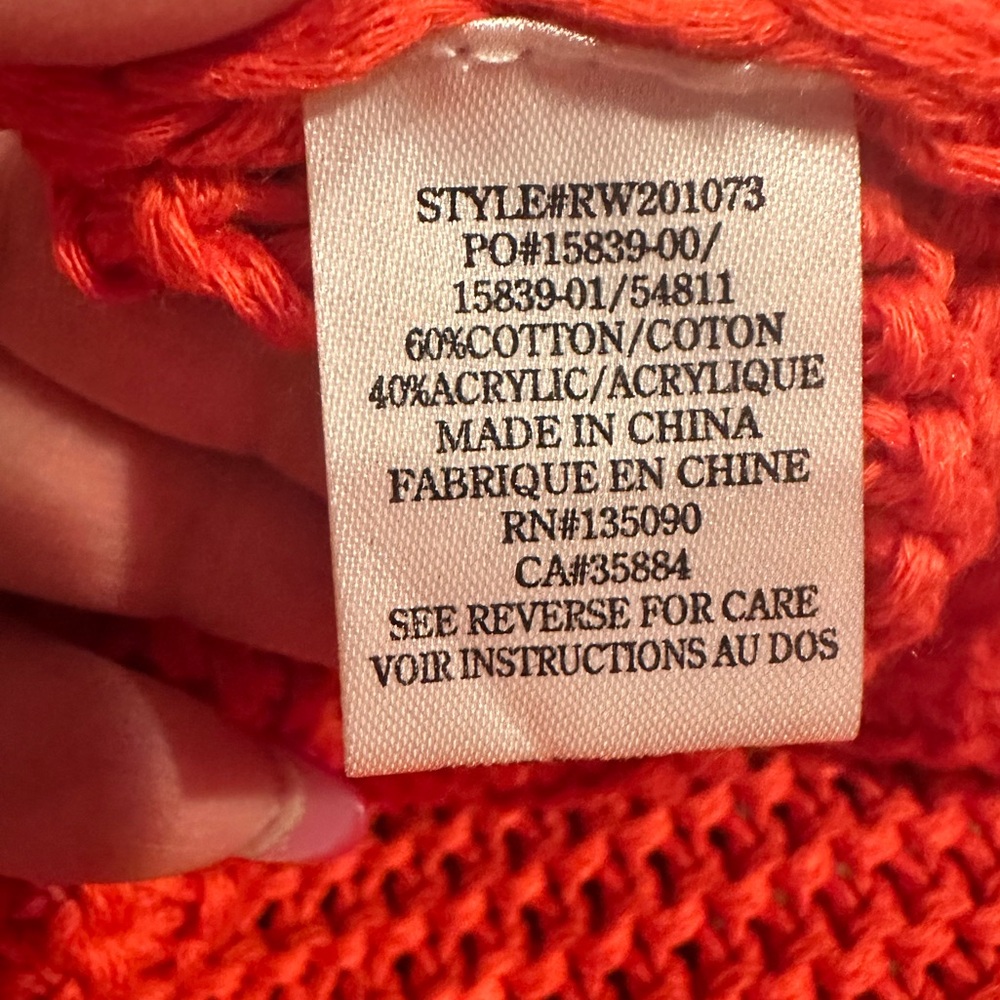 RAG POETS BELLAGIO ORANGE WIDE NECK TUNIC OPEN KNIT SIDE VENT SWEATER TOP XS - Picture 7 of 11